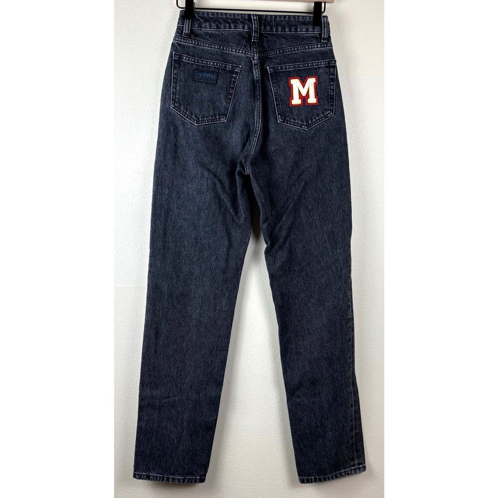 GANNI Black Stone Rigid Denim Swigy Jeans 25 With Patches - Picture 11 of 15